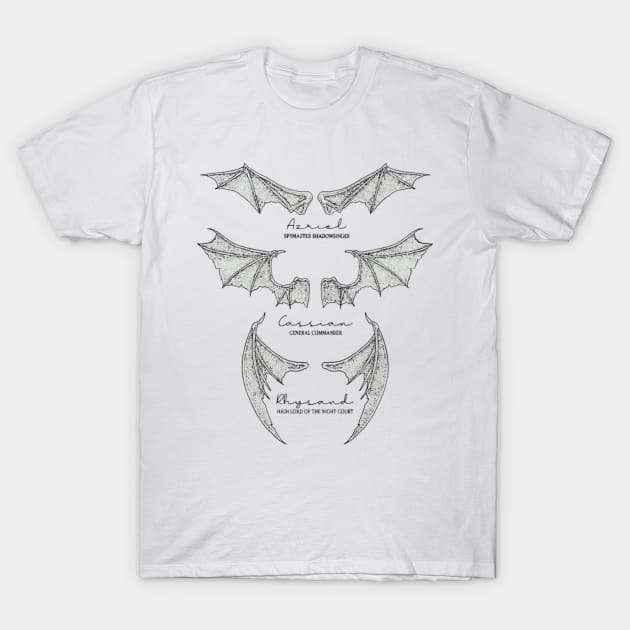 Batboys - Rhysand, Cassian, Azriel Wingspan Design T-Shirt by harjotkaursaini